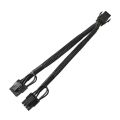 Pure Copper 20cm GPU PCIE 6 Pin Female To Dual 2X 8 (6+2) Pin Male PCI Express Power Adapter Braided Y-splitter Extension Cable. 