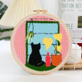 Punch Needle Starter Kit Animal Cat Floral Rug Hooking Beginner Set Adjustable Embroidery Pen Hoop for Kids Adults Craft Gift Vnce Lncei. 