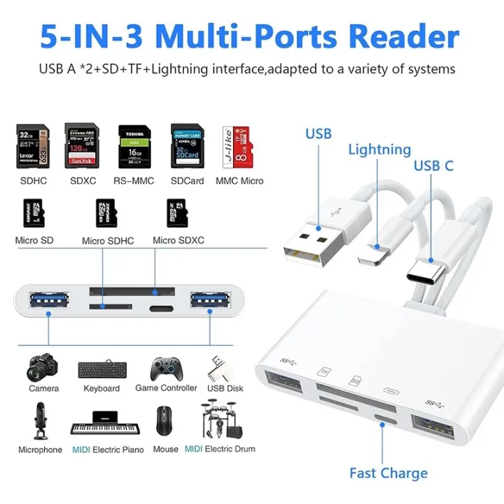 【Bestselling Product】 8 In 1 SD Card Reader USB HUB For Lightning/USB ...