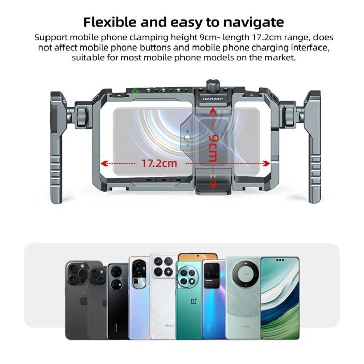 Universal%20Metal%20Phone%20Cage%20Smart%20Stabilizer%20w%20Handgrip%20Phone%20Holder%20for%20Iphone%2015%2014%2013%20Andriod%20Mic%20Led%20Light%20Filmmaking%20Video%20-%20Image%205