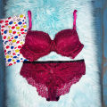 Maroon Colour Soft Comfortable Net Pushup Foam Bra and Panty Set for Sexy Women Couple.