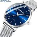 CRRJU Watch for Men, Stainless Steel 40mm with Mesh Strap Mens Watches,Classic Ultra Slim 7mm Men's Wrist Watches Automatic. 