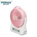 WEIDASI WD-202 Rechargeable 2400mAh Battery Up-Down Movable Portable Desk Fan With LED Lamp. 