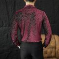 Fashion Men's Velvet Shirts Shiny Dance Clothes For Men Luxury Elegant Mens Dress Shirts Spring Autumn Long Sleeve Casual Blouse.