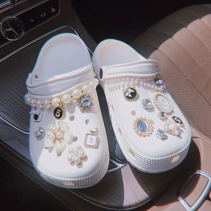 Luxury Rhinestone Pearl Charms for Croc Designer DIY Gem Shoes Decaration Charm for Crocs Clogs Kids Women Girls Gifts