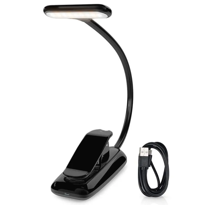 Delicate product LED Book Lights, Rechargeable Clip On Light, 3 Lighting Modes, 9 LEDs, Eye Protection Reading Lamp, up to 40 Hours Reading - Perfect for Reading-Black