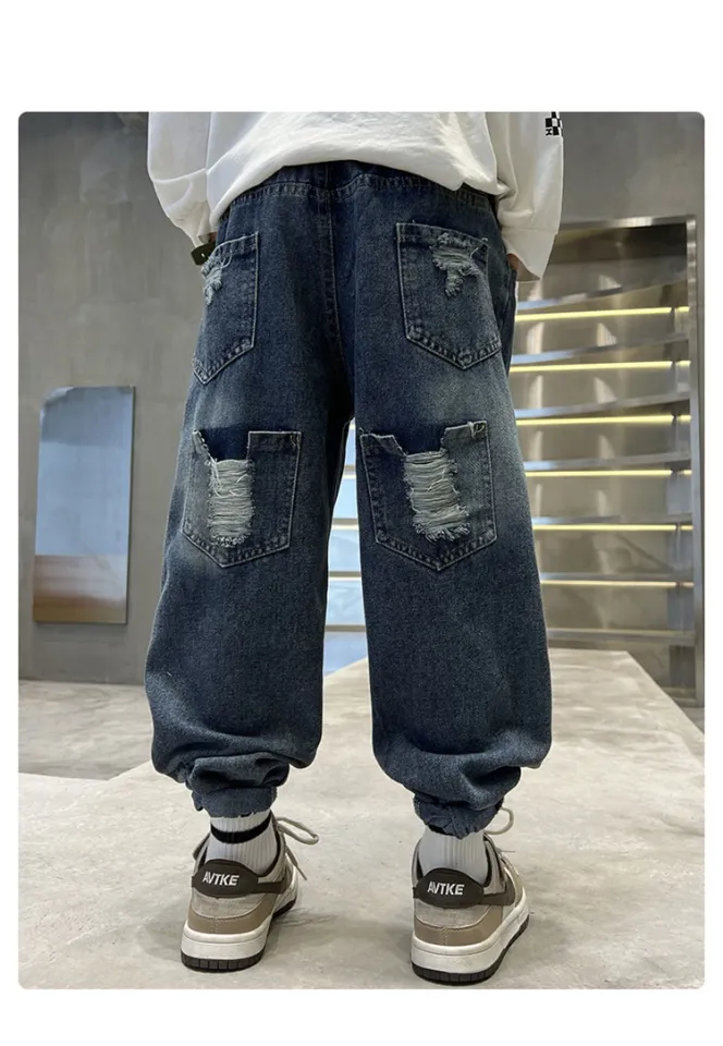 Baggy Ripped Ripped Jeans For 10 Year Olds Girls Long Jeans Blue