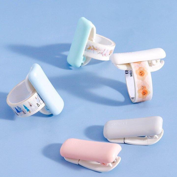 Simple Creative Washi Tape Cutter Clip Solid Color Portable Tape Dispenser Organizer School Office Stationery Accessories