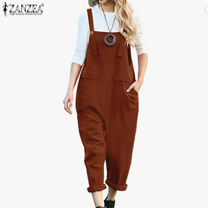 ZANZEA%20Womens%20Dungaree%20Bib%20Pants%20Jumpsuit%20Wide%20Leg%20Long%20Trousers%20Casual%20Loose%20Overalls%20#15%20-%20Image%204