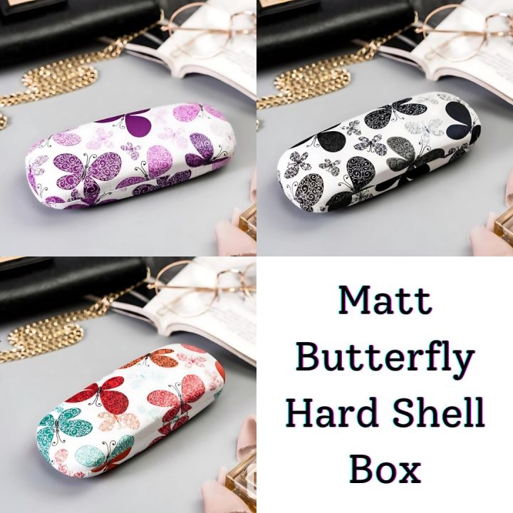 Glossy/Matt Butterfly Design Hard Shell Eyeglass Case, Protective Case for Glasses and Sunglasses #glossy