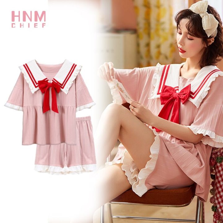 Kawaii%20Pajamas%20Pyjamas%20Women%20Plus%20Size%20Cute%20Princess%20Style%20Home%20Sleepwear%20Sailor%20Nightgown%20Moon%20Pink%20Bows%20Shorts%20Sets%20Pajama%20Set%20-%20Image%203