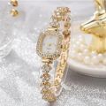 Inspired by ADSBIAOYE Women's Luxury Square Watch Fashion Rhineston Accented Bangle Watch and Bracelet Set.