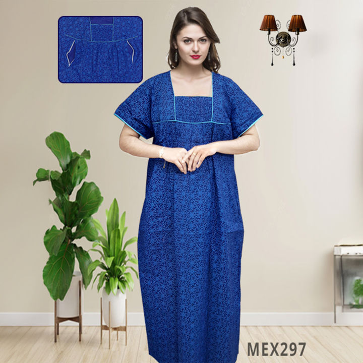 Block Printed Pure Cotton Maternity Maxi Dress for Women – Comfortable and Stylish