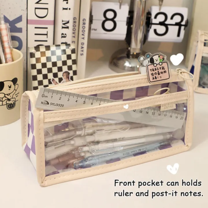 Clear%20Stationery%20Organizer%20Student%20Pencil%20Bag%20Pencil%20Bags%20For%20School%20Transparent%20Waterproof%20Storage%20Pouch%20Checkerboard%20Pattern%20Pencil%20Case%20-%20Image%209