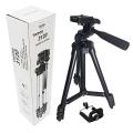 Tripod 3120 Camera Stand with Phone Holder Clip - Black. 