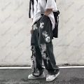 Four Seasons Comfortable Pants Character Sticker Jeans ins Fashion High Street Lazy Harajuku Cargo Pants Streetwear mens jeans. 