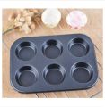 6 Round Non Stick Muffin and Mini Cupcake Mold - Black. 