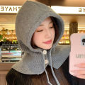 Korea Hat and Scarf Set Scarf Neck Set Balaclava Hat Women Winter Knitted Hooded Caps Wool Pullover One-Piece Neck Collar Hat. 
