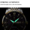 【with Box】POEDAGAR Men's Fashion Ultra Thin Watches Top Quality Luxury Waterproof Luminous Date Week Leather Strap Watch For Male Business Casual Wristwatches 836P. 