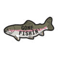 Freshwater Fish Patch Rainbow Gone Fishing Lake Life Iron On Badge Embroidered Patches Decorative Applique for Vest Jack.