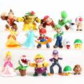 6-48pcs/set Super Mario Bros PVC Action Figure Toys Dolls Model Set Luigi Yoshi Donkey Kong Mushroom for kids birthday gifts. 