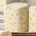 【Versatile】 Gift Non- Quilt Storage Bag Little Daisy Foldable Clothes Storage Bins with Handles Sorting Storage Box Home. 