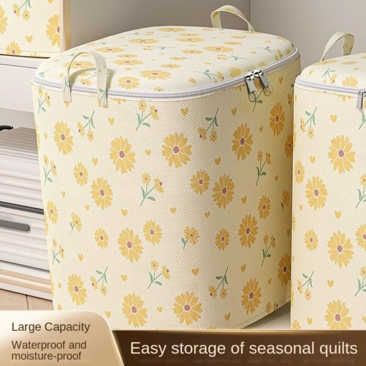 【Versatile】 Gift Non- Quilt Storage Bag Little Daisy Foldable Clothes Storage Bins with Handles Sorting Storage Box Home