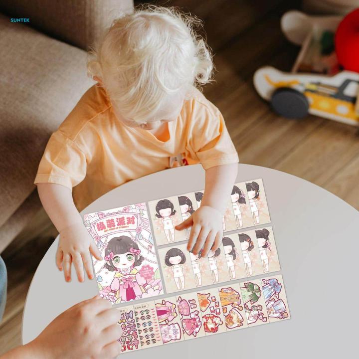 Princess Change Costume Stickers Sticker Activity Book Learning Toy, Colorful Princess Sticker Book for Age 3+ Girls Party Favors