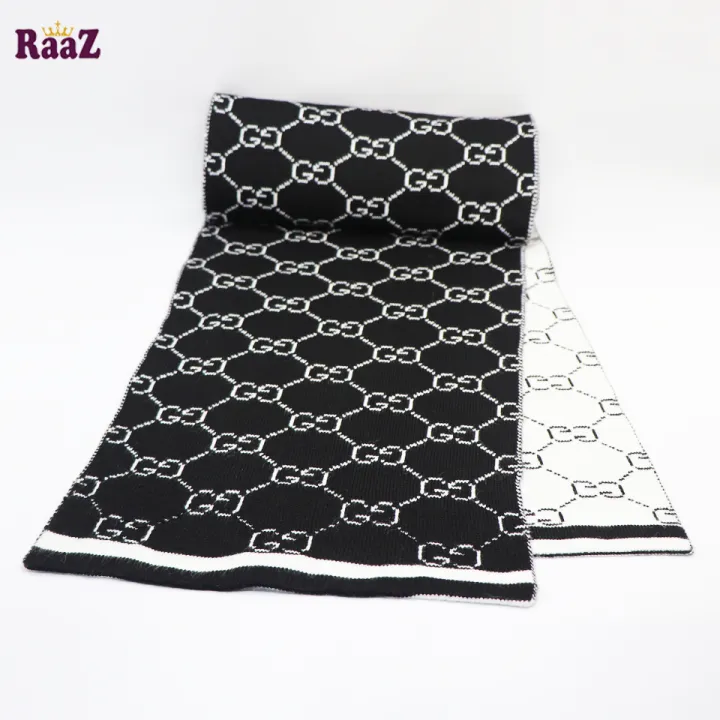 Black%20And%20White%20Premium%20Knitted%20Logo%20Scarf%20Muffler%20-%20Image%202