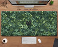 Cute Green Desk Mat Kawaii Black Cat Mousepad Aesthetic Plants Nature Laptop Rug Round Mousepad Large Gaming Deskmat mouse Pad.