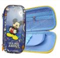 Qitong Micky Mouse blue 3D Pencil Case pencil Box with Compartments - Kids Large Capacity School Supply Organizer Students Stationery Box - Girls Boys Pen Pouch.