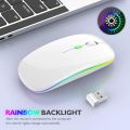 2.4GHz Wireless Work Mouse USB Rechargeable LED RGB Mouse Silent Ergonomic Mute Mouse With Backlight For Laptop PC ipad Muse.