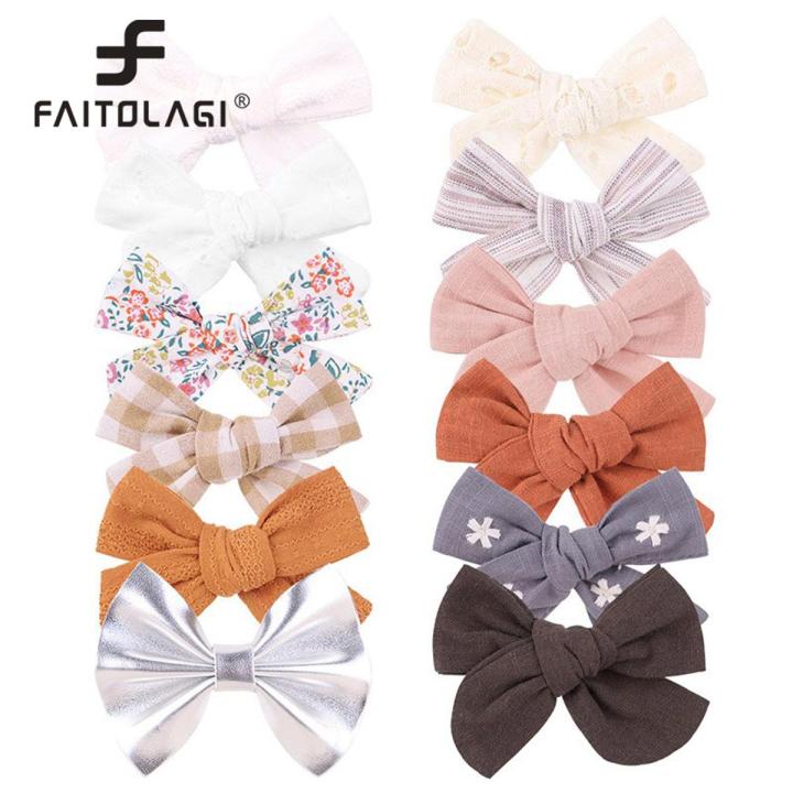 Big Bows Baby Girl Hair Clips Flower Lattice Printed Kids Hairpins Princess Children Clips Barrettes Baby Girl Hair Accessories