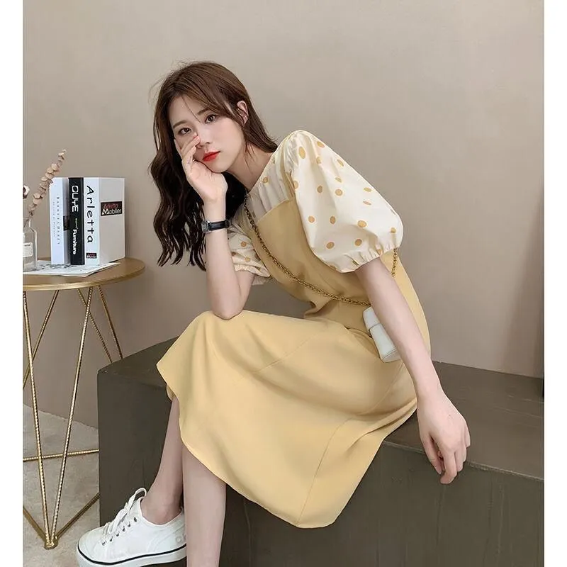 IELGY fashion suit female Korean style loose polka dot top + sling dress  two-piece trend | Daraz.com.bd