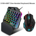 Single Hand One-Handed Gaming Keyboard RGB Backlit Portable Mini Gaming Keypad Mouse Set. 
