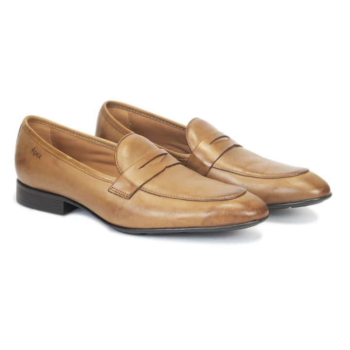 Apex Tan Leather Moccasin for Men