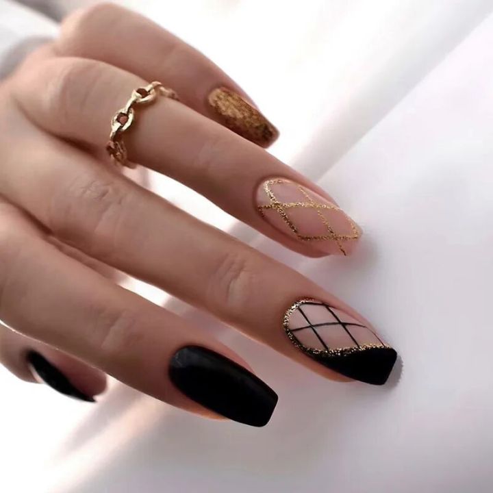 24Pcs%20Triangle%20Black%20French%20False%20Nails%20Mid-length%20Ballet%20Press%20on%20Nails%20with%20Leopard%20Design%20Wearable%20Coffin%20Nail%20Art%20Tips%20-%20Image%202