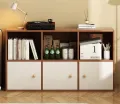 RK Engineered Wood 6 Layers Bookshelf Storage Cabinet Organizer Shelf Horizontal Multi Storage Space Wooden Rack Display Shelf With Drawers.Size: L36XH24X10.