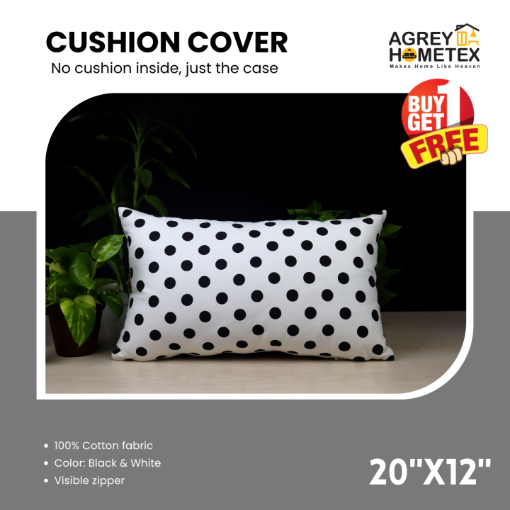 Cushion Cover, Black & White (20"x12") Only Cover