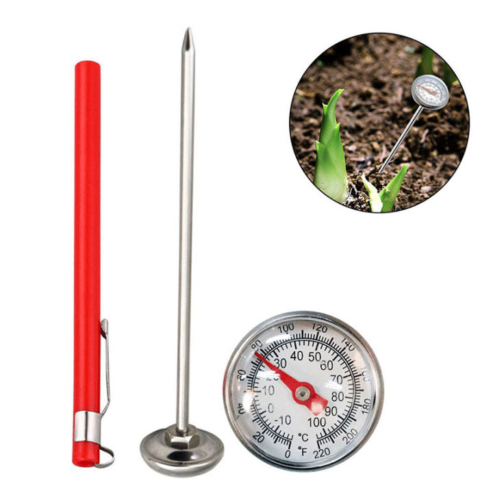 Stainless Steel Soil Thermometer 127mm Stem Display 0-100 Degrees Celsius Range Demoo