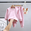 New children's autumn clothes and pants underwear set for middle and big children solid color velvet autumn clothes and autumn pants for men and women Bao autumn clothes set. 