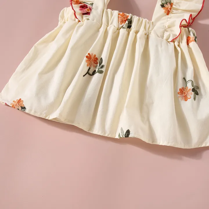 Summer%20New%20Baby%20Girls%20Two-Piece%20Set%20Lightweight%20Set%20Sweet%20Sleeveless%20Little%20Flying%20Sleeve%20Embroidered%20Floral%20Pleats%20+%20Shorts%20-%20Image%205