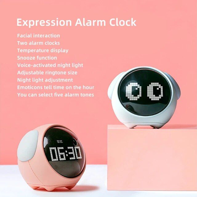 Xiaomi Cute Expression Alarm Clock - Pink