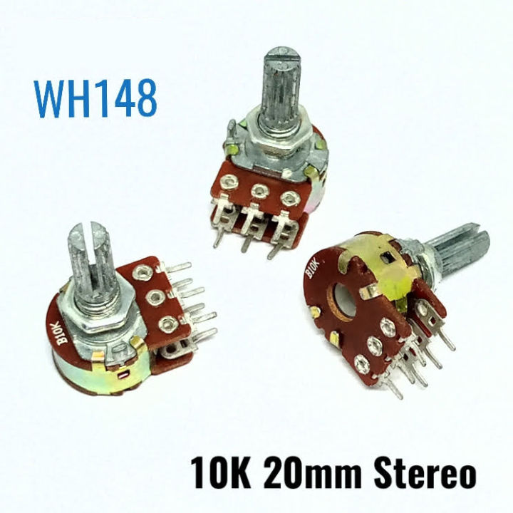 B10K%2010K%20Ohm%20WH148%206Pin%20Linear%20Dual%20Rotary%20Potentiometer%20Pot%20Shaft%2020mm%20Stereo%20Volume%20Controller%20-%20Image%203