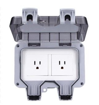 Weatherproof Wall Socket Box, 15A 250V IP66 Waterproof Outdoor Waterproof Socket Vertical Install US Style Good Sealing with Screw for Gardens for Garages