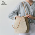LouisWill Fashion Women Bucket Bag Straw Bags Woven Shoulder Bag Handbag Crossbody Bag Leisure Style Suitable for Casual Summer. 