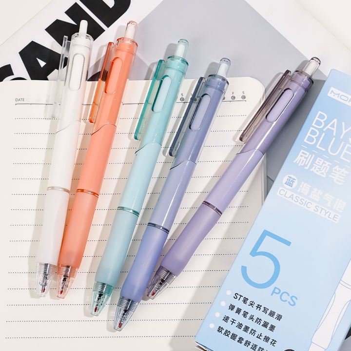 Premium Quality - 5PCS 0.5MM Korean Solid Color Pens Retractable Press ...