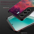 Biruiqu For Tecno Camon 40 Pro Starry Colorful Tempered Glass Back Soft Silicone Edge Case Cover. 