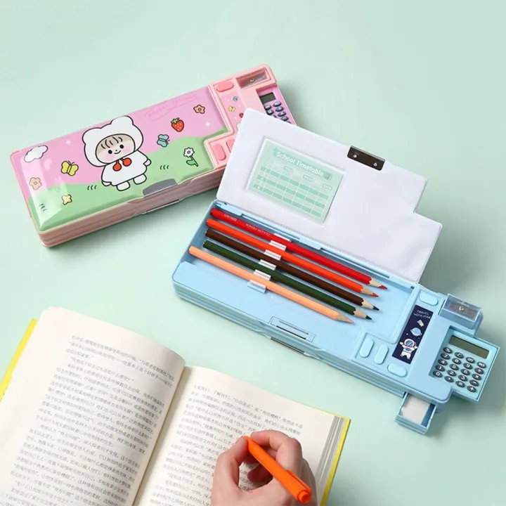 Double%20Layer%20Pencil%20Case%20With%20Calculator%20Astronaut/Animal%20Design%20Stationery%20Storage%20Box%20Plastic%20Pencil%20Sharpener%20-%20Image%205