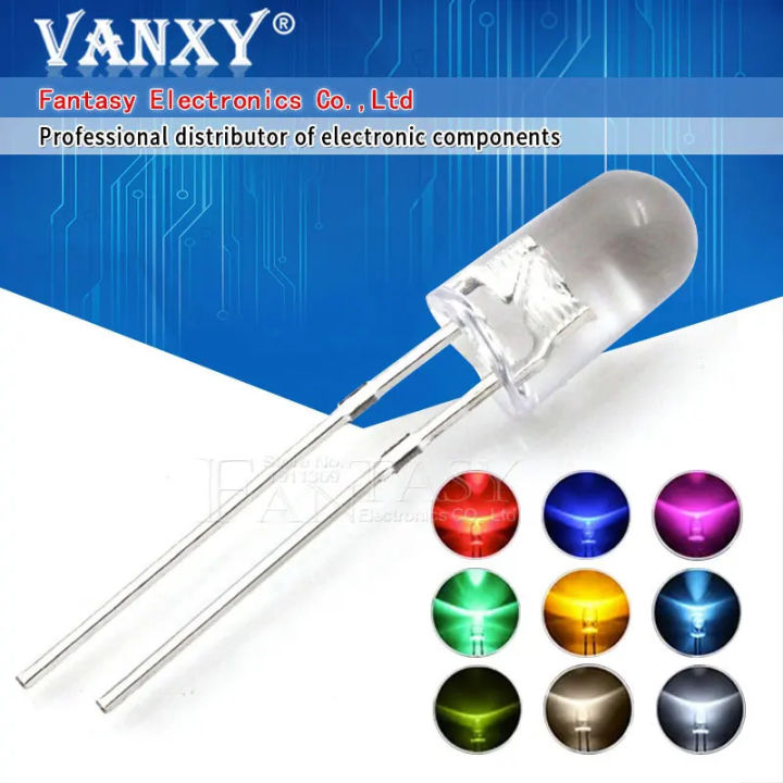 Lot De 5 LEDs Bleues 5mm DIP – Lumière Vive, Pour Vos Bricolages électroniques Ou Indicateurs